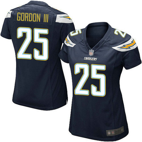 Chargers #25 Melvin Gordon III Navy Blue Team Color Women's Stitched Football New Elite Jersey