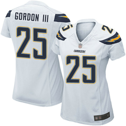 Chargers #25 Melvin Gordon III White Women's Stitched Football New Elite Jersey