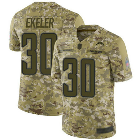 Chargers #30 Austin Ekeler Camo Men's Stitched Football Limited 2018 Salute To Service Jersey