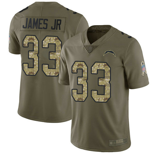 Chargers #33 Derwin James Jr Olive Camo Men's Stitched Football Limited 2017 Salute To Service Jersey