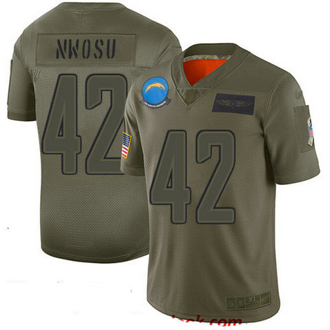 Chargers #42 Uchenna Nwosu Camo Men's Stitched Football Limited 2019 Salute To Service Jersey