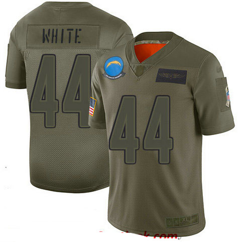 Chargers #44 Kyzir White Camo Men's Stitched Football Limited 2019 Salute To Service Jersey