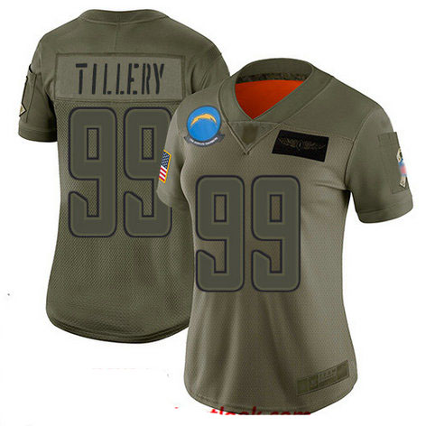 Chargers #99 Jerry Tillery Camo Women's Stitched Football Limited 2019 Salute to Service Jersey