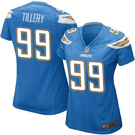 Chargers #99 Jerry Tillery Electric Blue Alternate Women's Stitched Football Elite Jersey