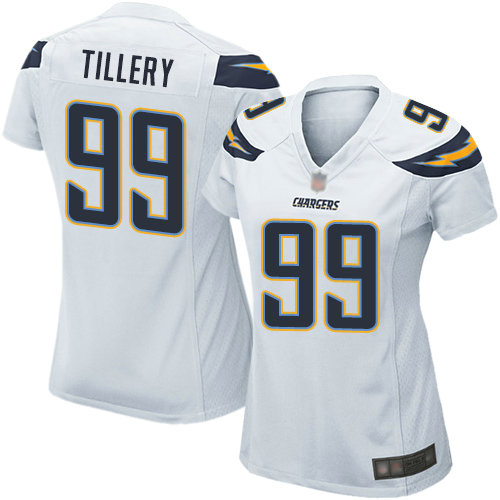 Chargers #99 Jerry Tillery White Women's Stitched Football Elite Jersey