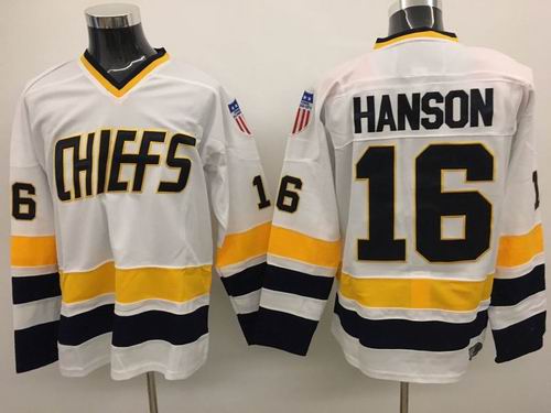 Charlestown Chiefs #16 Jack Hanson Movie Hockey white Jersey