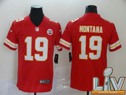 Cheap Super Bowl LV 2021 Men Kansas City Chiefs 19 Montana Red Nike Vapor Untouchable Limited NFL Jersey