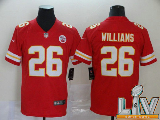 Cheap Super Bowl LV 2021 Men Kansas City Chiefs 26 Williams Red Nike Vapor Untouchable Limited NFL Jersey