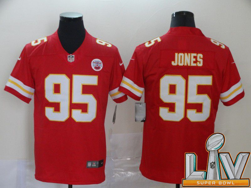 Cheap Super Bowl LV 2021 Men Kansas City Chiefs 95 Jones Red Nike Vapor Untouchable Limited NFL Jersey