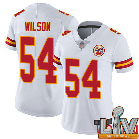 Cheap Super Bowl LV 2021 Women Kansas City Chiefs 54 Wilson Damien White Vapor Untouchable Limited Player Nike NFL Jersey