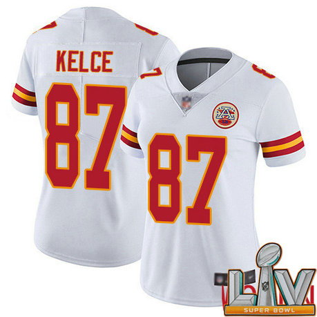 Cheap Super Bowl LV 2021 Women Kansas City Chiefs 87 Kelce Travis White Vapor Untouchable Limited Player Football Nike NFL Jersey