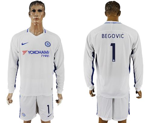 Chelsea #1 Begovic Away Long Sleeves Soccer Club Jersey