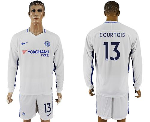 Chelsea #13 Courtois Away Long Sleeves Soccer Club Jersey