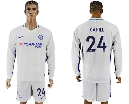 Chelsea #24 Cahill Away Long Sleeves Soccer Club Jersey