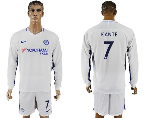 Chelsea #7 Kante Away Long Sleeves Soccer Club Jersey