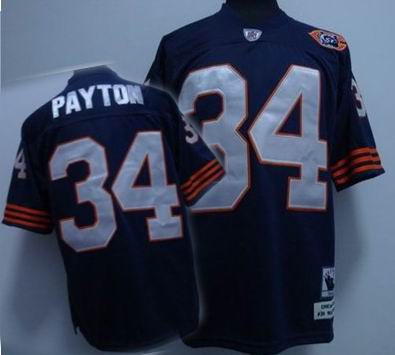 Chicago Bears #34 Walter Payton Premier Team blue Color big number mitchellandness Jersey