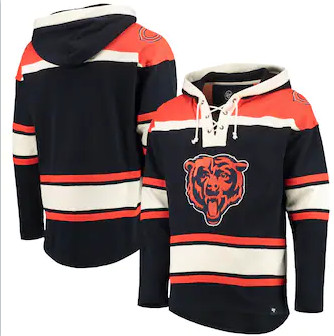 Chicago Bears '47 Lacer V-Neck Pullover Hoodie – Navy Orange