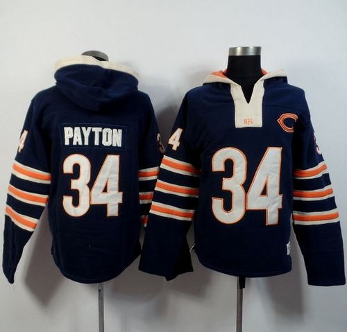 Chicago Bears 34 Walter Payton Navy Blue Player Winning Method Pullover NFL Hoodie