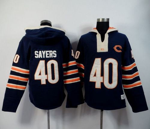 Chicago Bears 40 Gale Sayers Navy Blue Player Winning Method Pullover NFL Hoodie