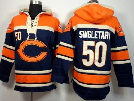 Chicago Bears 50 Mike Singletary Blue Sawyer Hooded Sweatshirt NFL Hoodie