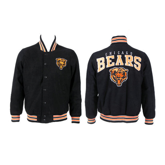 Chicago Bears Black Team Logo Suede NFL Jackets