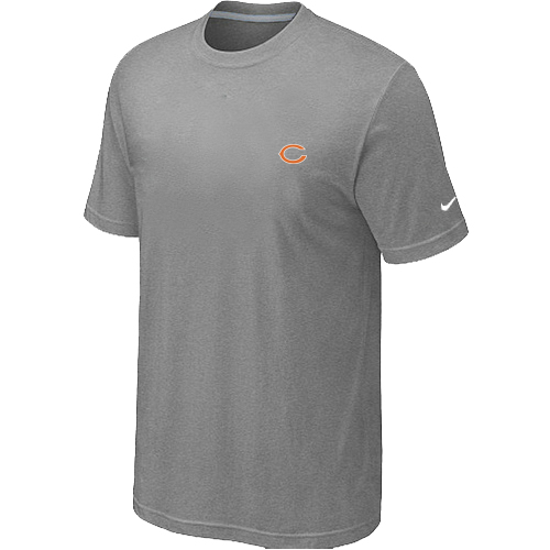 Chicago Bears Chest embroidered logo  T-Shirt Grey