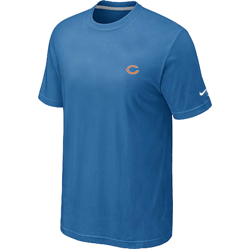 Chicago Bears Chest embroidered logo  T-Shirt Light Blue
