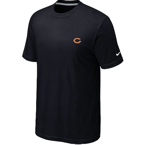 Chicago Bears Chest embroidered logo  T-Shirt black