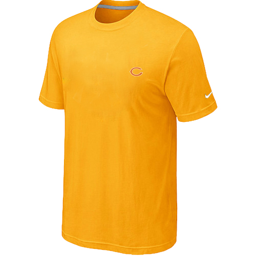 Chicago Bears Chest embroidered logo  T-Shirt yellow