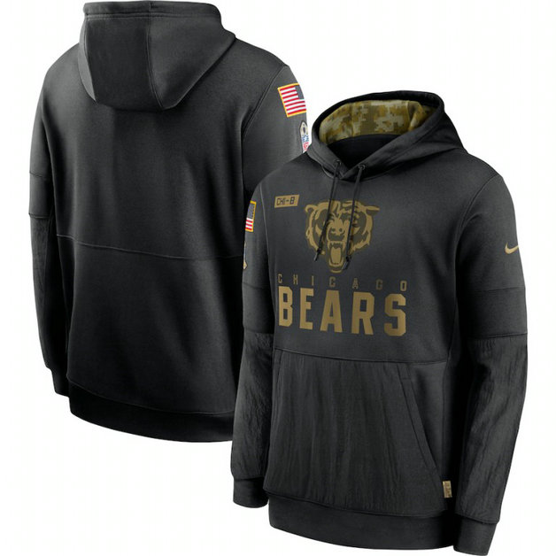 Chicago Bears Nike 2020 Salute to Service Sideline Performance Pullover Hoodie Black