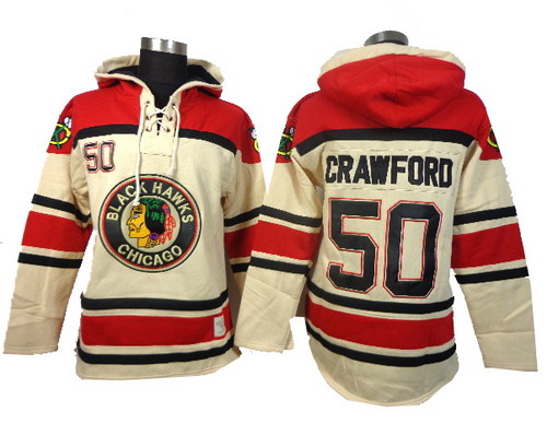 Chicago Blackhawks #50 Corey Crawford cream hoody