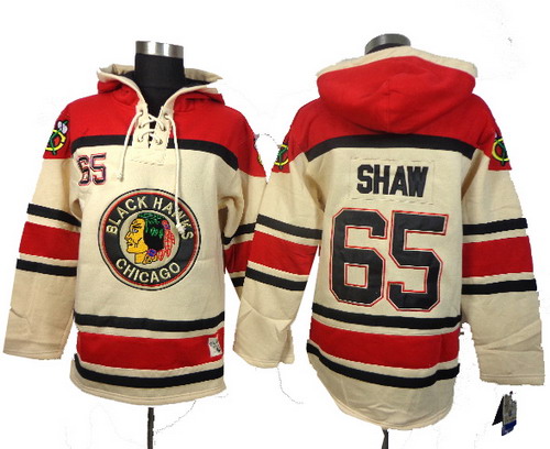 Chicago Blackhawks #65 Andrew Shaw cream hoody