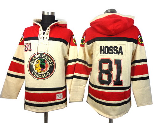 Chicago Blackhawks #81 Marian Hossa cream hoody