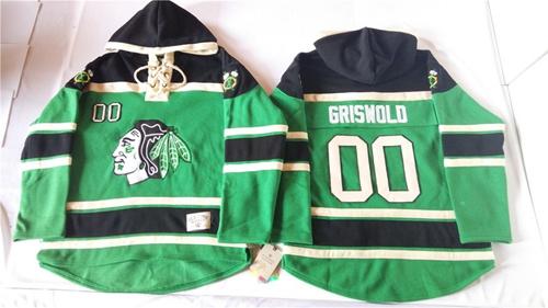 Chicago Blackhawks 00 Clark Griswold Green St. Patrick-s Day McNary Lace Hoodie Stitched NHL Jersey