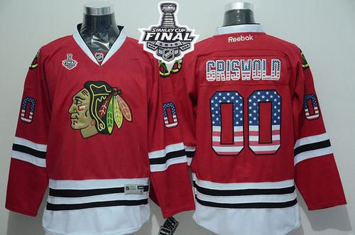 Chicago Blackhawks 00 Clark Griswold Red USA Flag Fashion 2015 Stanley Cup NHL Jersey
