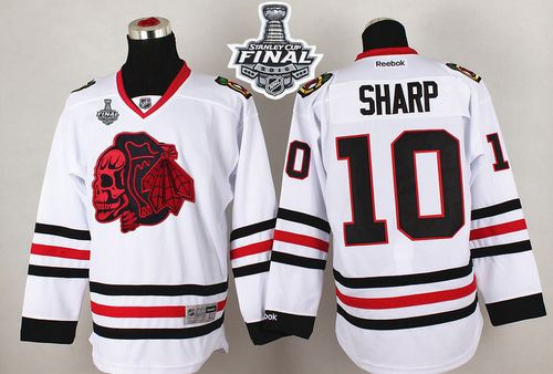 Chicago Blackhawks 10 Patrick Sharp White(Red Skull) 2015 Stanley Cup NHL Jersey