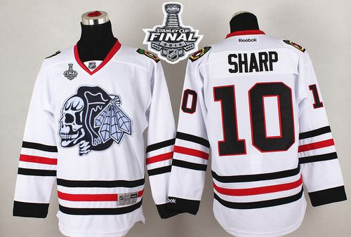 Chicago Blackhawks 10 Patrick Sharp White(White Skull) 2015 Stanley Cup NHL jersey