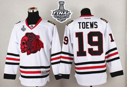 Chicago Blackhawks 19 Jonathan Toews White(Red Skull) 2015 Stanley Cup NHL jersey