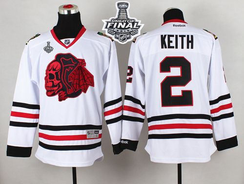 Chicago Blackhawks 2 Duncan Keith White(Red Skull) 2015 Stanley Cup NHL Jersey