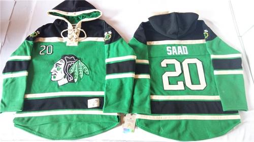 Chicago Blackhawks 20 Brandon Saad Green St. Patrick-s Day McNary Lace Hoodie Stitched NHL jersey