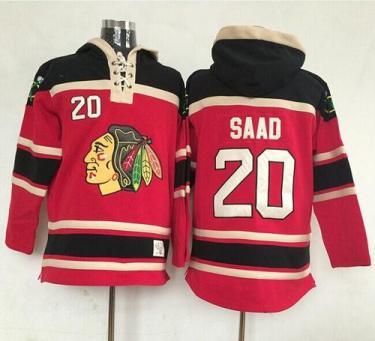 Chicago Blackhawks 20 Brandon Saad Red Lace-Up NHL Jersey Hoodie