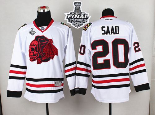 Chicago Blackhawks 20 Brandon Saad White(Red Skull) 2015 Stanley Cup NHL Jersey