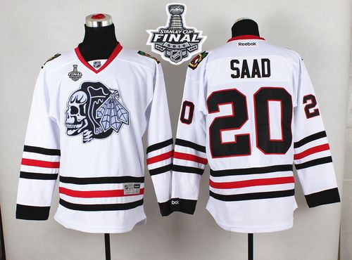 Chicago Blackhawks 20 Brandon Saad White(White Skull) 2015 Stanley Cup NHL Jersey