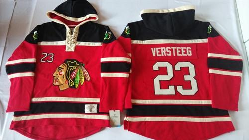 Chicago Blackhawks 23 Kris Versteeg Red Sawyer Hooded Sweatshirt Stitched NHL Jersey