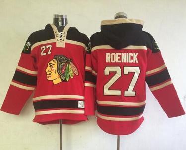 Chicago Blackhawks 27 Jeremy Roenick Red Lace-Up NHL Jersey Hoodie