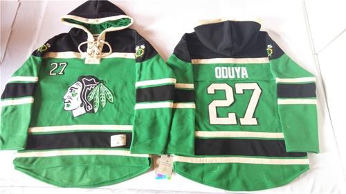 Chicago Blackhawks 27 Johnny Oduya Green St. Patrick-s Day McNary Lace Hoodie Stitched NHL Jersey