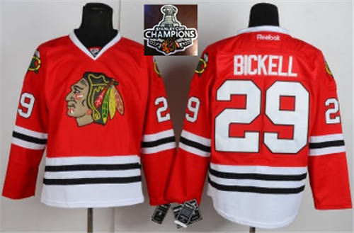 Chicago Blackhawks 29 Bickell Red 2015 Stanley Cup Champions NHL Jersey
