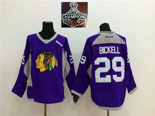 Chicago Blackhawks 29 Bryan Bickell Purple Practice 2015 Stanley Cup Champions NHL Jersey