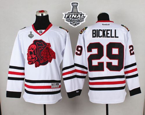 Chicago Blackhawks 29 Bryan Bickell White(Red Skull) 2015 Stanley Cup NHL Jersey