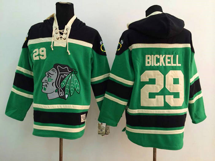 Chicago Blackhawks 29 Bryan Bickell green NHL Hockey hoddies